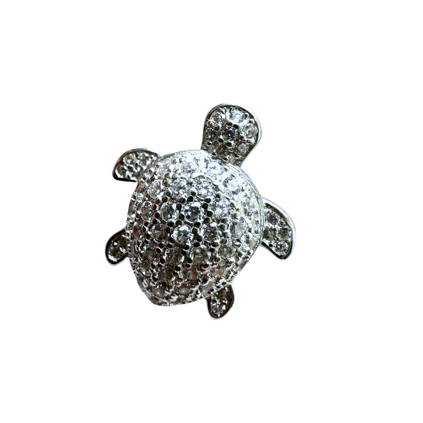 Collana con tartaruga in argento rodiato e zirconi incastonati