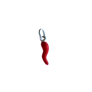 Collana con Corno smaltato rosso in argento