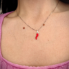 Collana con Corno smaltato rosso in argento - immagine 2