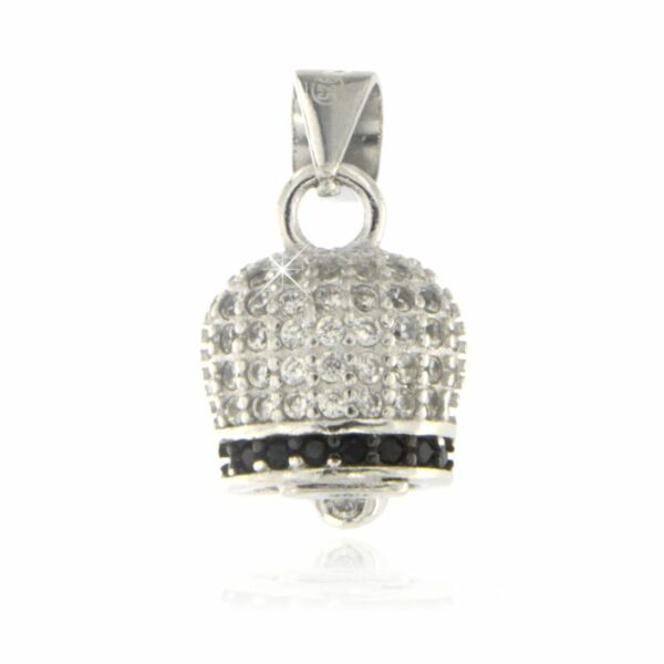 Pendente campanella con zirconi in argento rodiato