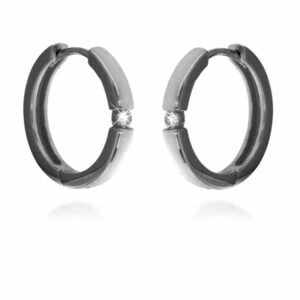 Orecchino scattino liscio con punto luce 19mm in argento