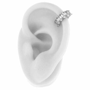 Orecchini ear cuff con zirconi in argento rodiato 2 pz