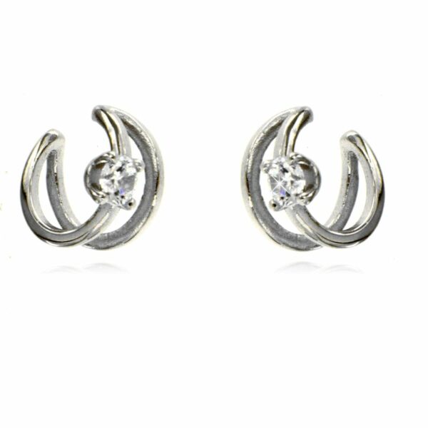 Ear cuff con zircone 4 griffe in argento rodiato 2 pezzi