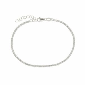 Bracciale tennis in argento rodiato con zircone  bianco Mini Tennis