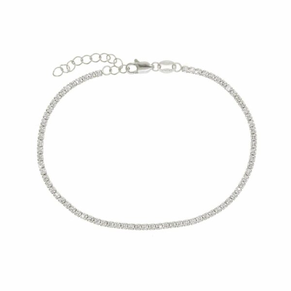 Bracciale tennis in argento rodiato con zircone  bianco Mini Tennis