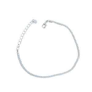 Bracciale tennis in argento rodiato con zircone bianco 2 mm