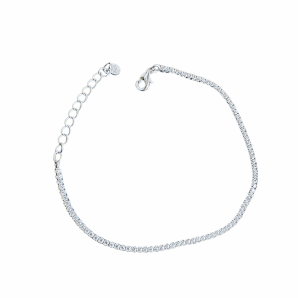 Bracciale tennis in argento rodiato con zircone bianco 2 mm