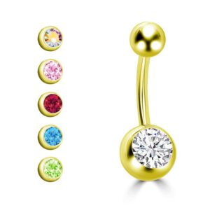Piercing per ombelico dorato a Banana con Sfera Cristallo Il piercing